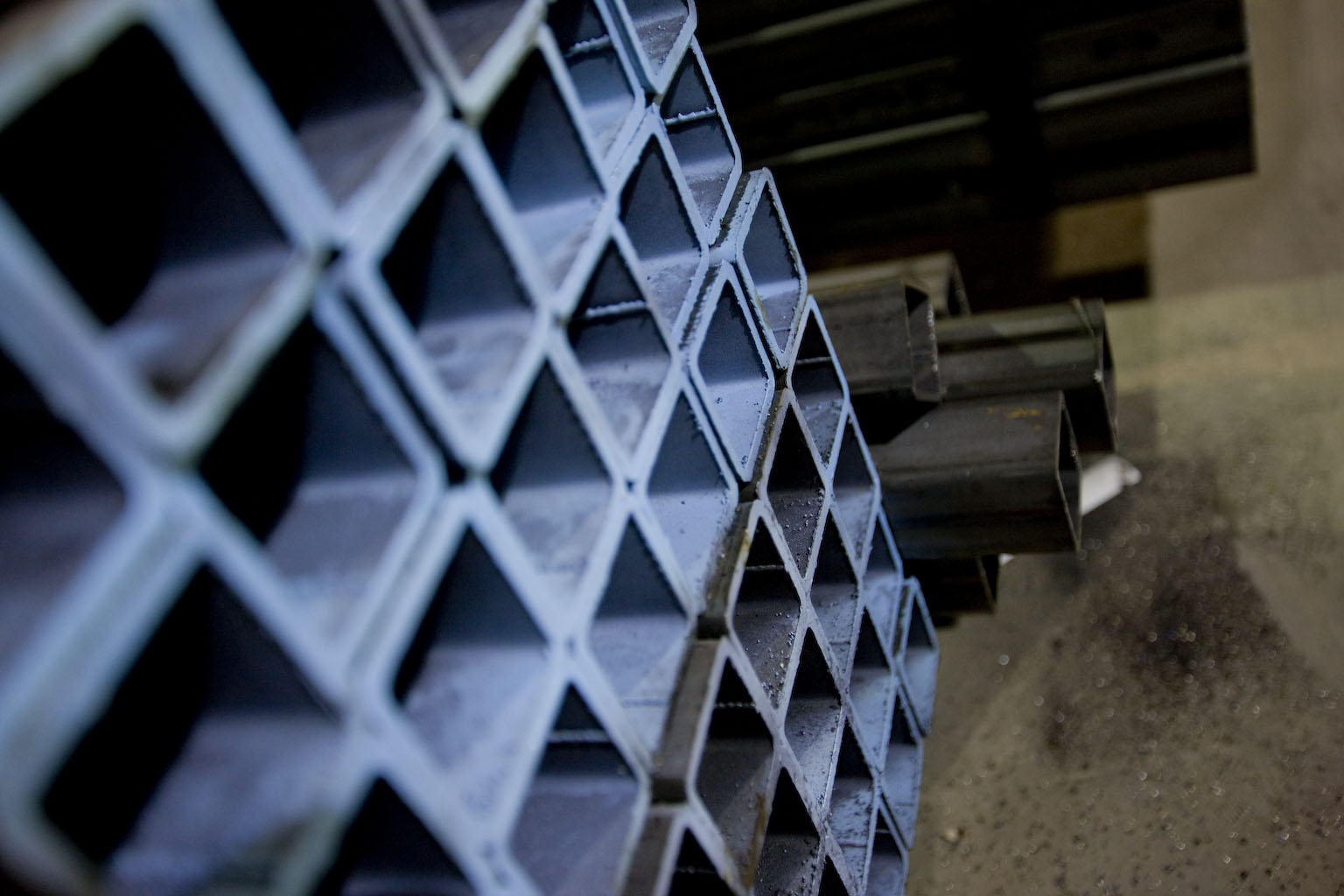 stack of steel square tubes